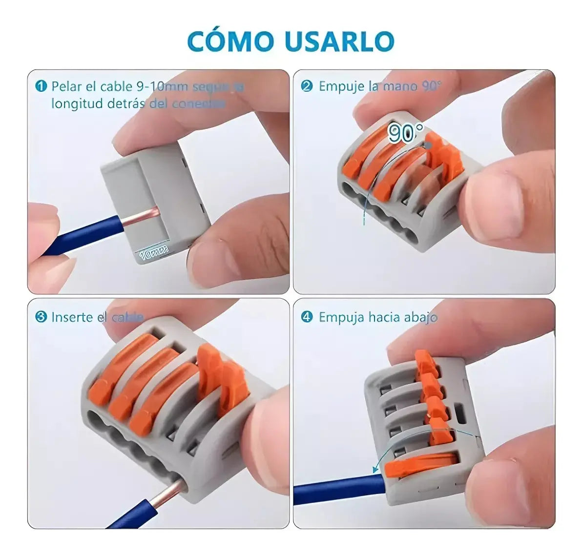 SET 100 CONECTORES ELÉCTRICOS RÁPIDOS TIPO WAGO 3 ENTRADAS
