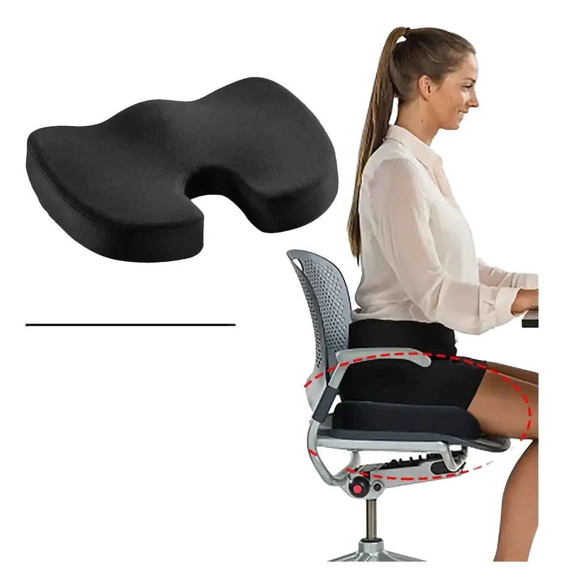 COJÍN ORTOPÉDICO DE ASIENTO LUMBAR ANTIDESLIZANTE PARA OFICINA