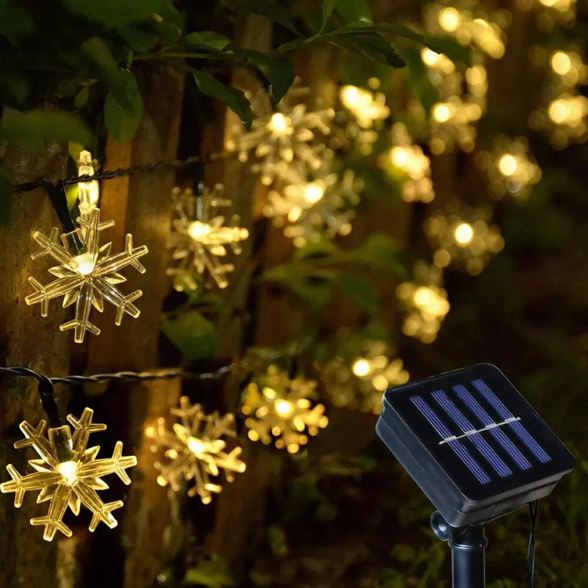 GUIRNALDA LUCES NAVIDAD SOLAR LED 20 POCOS DE NIEVE - 3 METROS