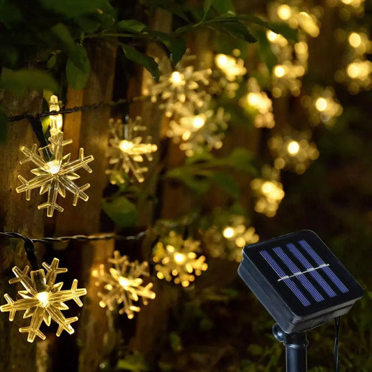 GUIRNALDA LUCES NAVIDAD SOLAR LED 20 POCOS DE NIEVE - 3 METROS