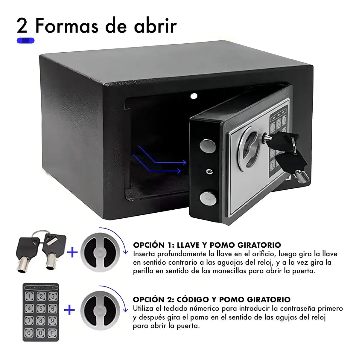 CAJA FUERTE DE SEGURIDAD ELECTRÓNICA CON COMBINACIÓN Y LLAVE