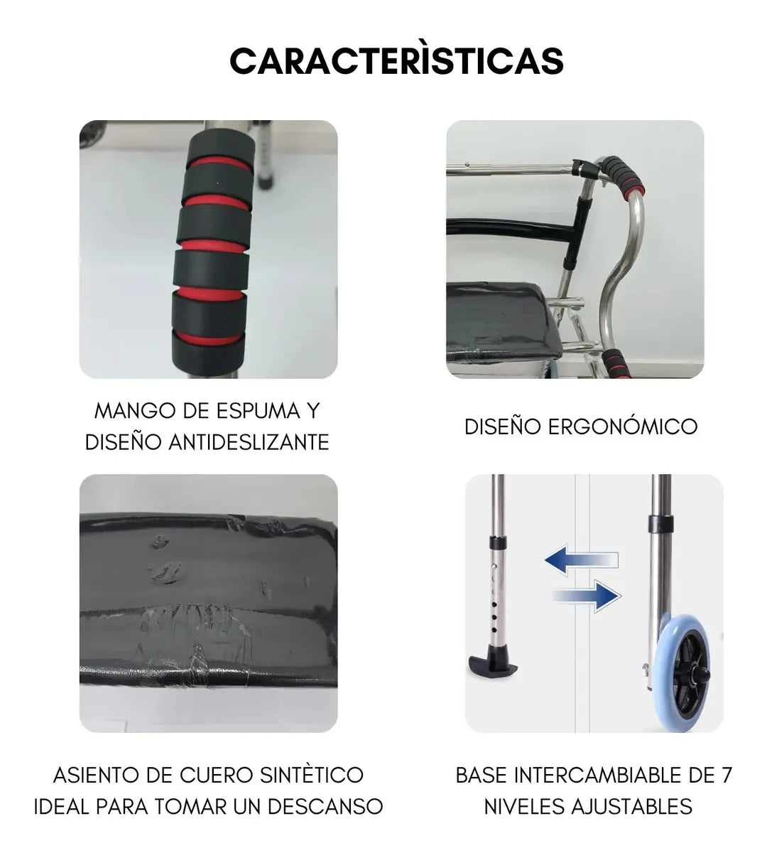 ANDADOR ORTOPÉDICO PLEGABLE CON ASIENTO Y RUEDAS | REGULABLE ADULTO MAYOR PREMIUM