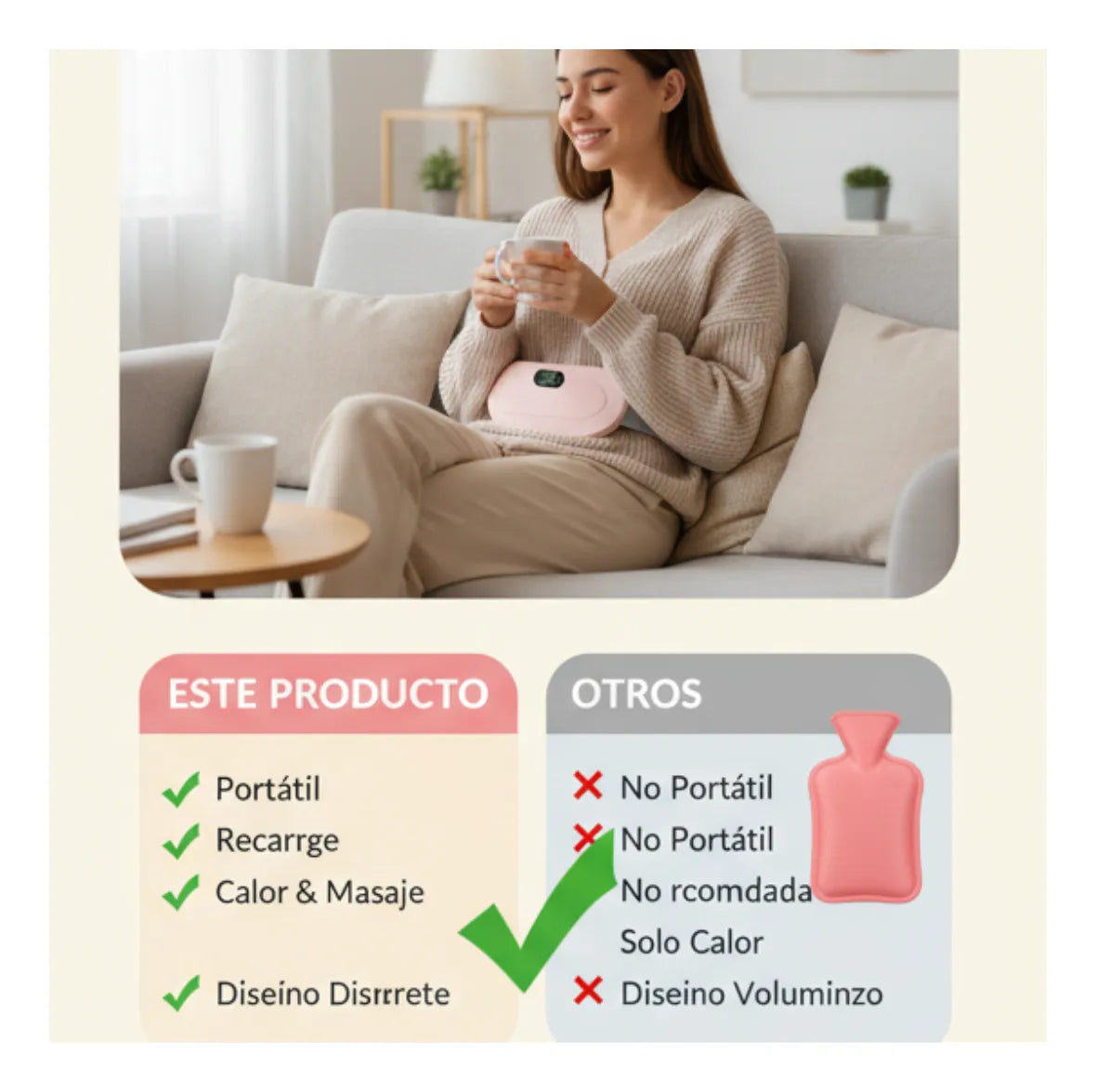 CINTURÓN PARA CÓLICOS MENSTRUALES CON CALOR Y MASAJE