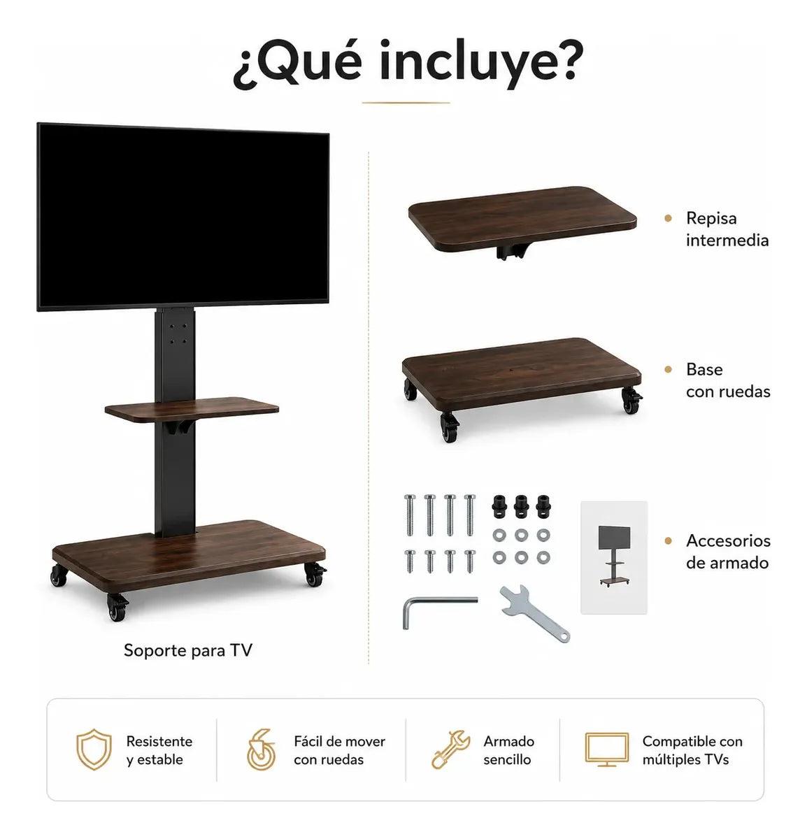 SOPORTE TV PEDESTAL CON RUEDAS UNIVERSAL 26 A 75 PULGADAS