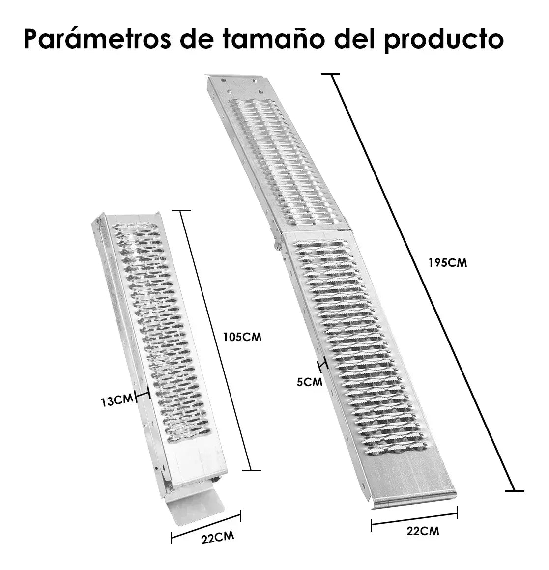 RAMPA PLEGABLE PARA MOTOCICLETA - ALEACIÓN PLATEADA / CARGA MÁXIMA 260 KG