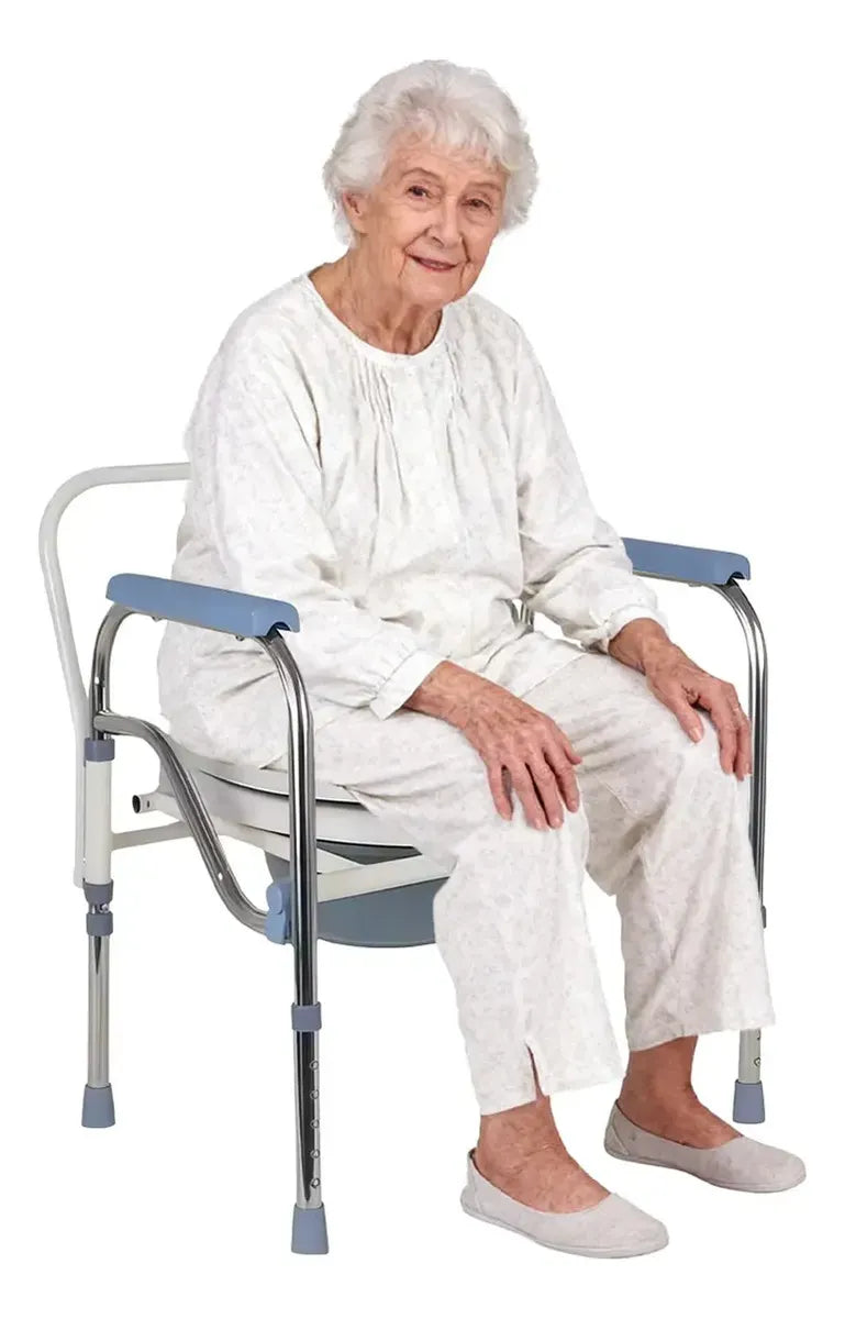 SILLA SANITARIA PLEGABLE AJUSTABLE ACERO INOXIDABLE ADULTO