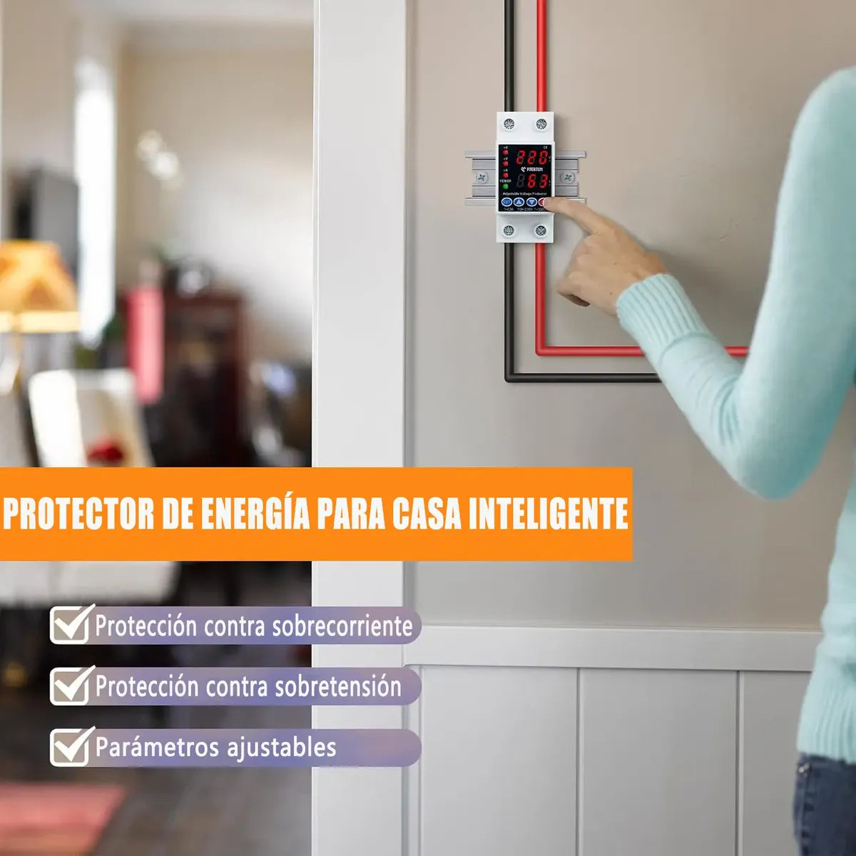 PROTECTOR SOBRE VOLTAJE Y CORRINETE AJUSTABLE 63A 220V