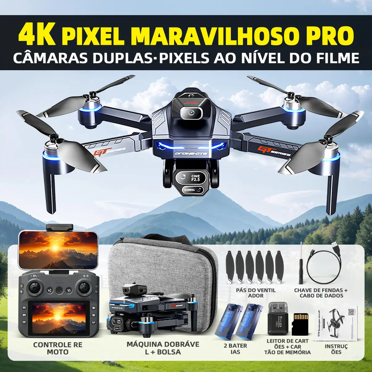 DRONE SJRC GT8 PROFESIONAL 8K HD GPS + CÁMARA DUAL + 2 BATERÍAS