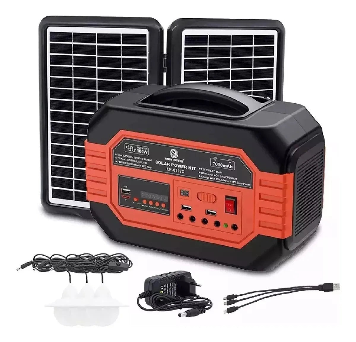 ESTACIÓN DE ENERGÍA CON LINTERNA SOLAR + PANEL SOLAR + USB