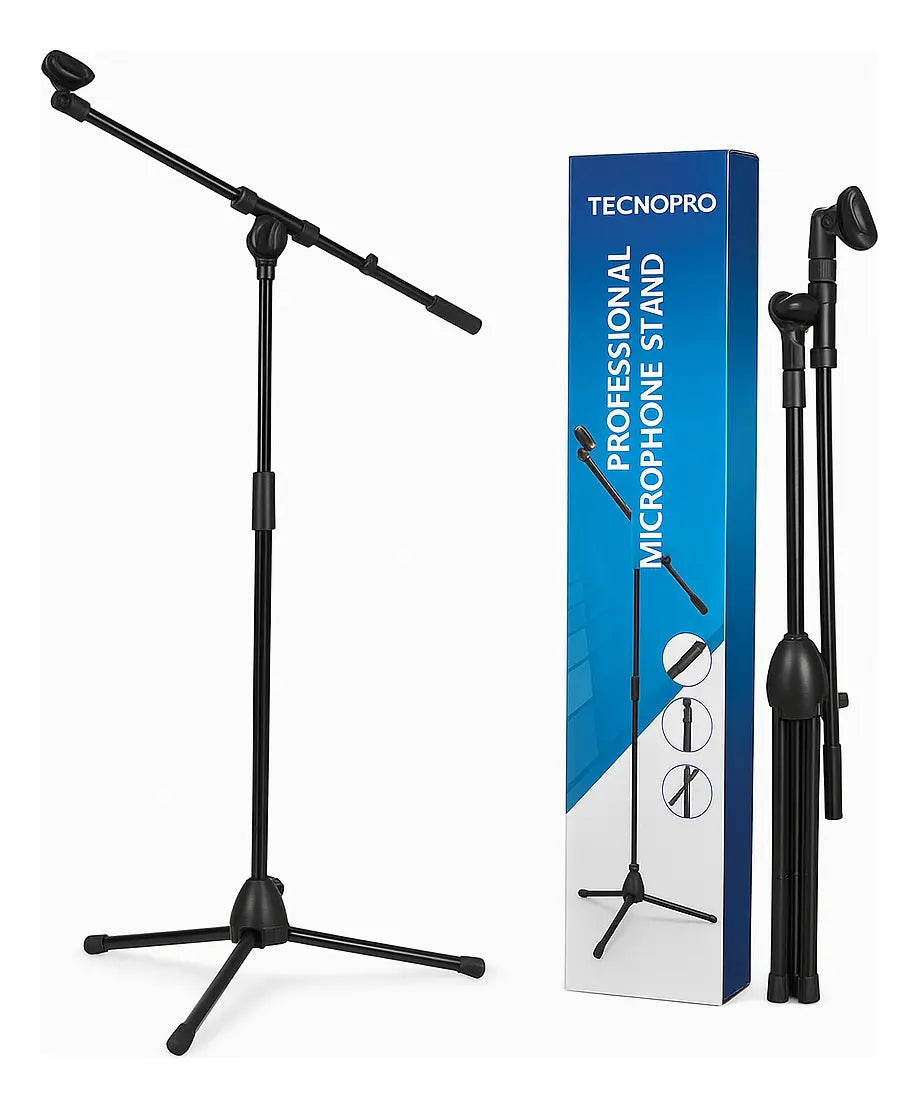 ATRIL SOPORTE MICRÓFONO PROFESIONAL AJUSTABLE NEGRO TRÍPODE