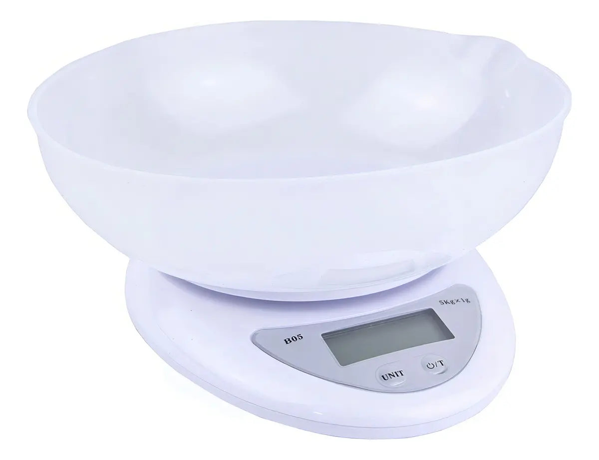 PESA DIGITAL MINI GRAMERA CON BOWL COCINA 5KG X 1G BLANCA