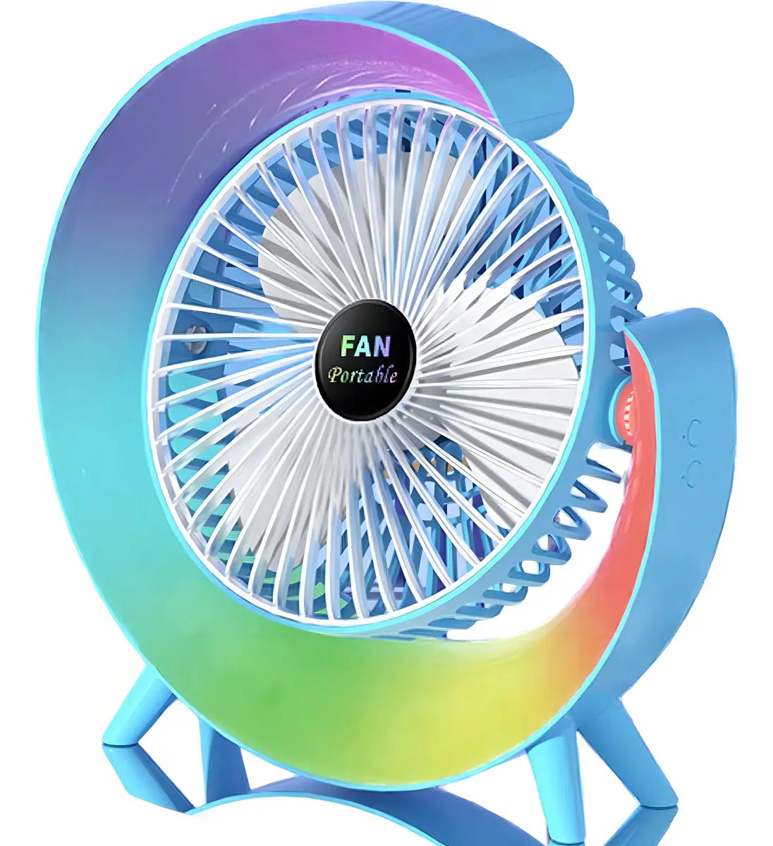 MINI VENTILADOR DE ESCRITORIO PORTÁTIL IRM CON LUZ LED MULTICOLOR Y CARGA USB