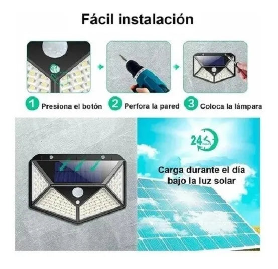 PACK 4 APLIQUES LÁMPARA SOLAR EXTERIOR 100 LED CUADRADO