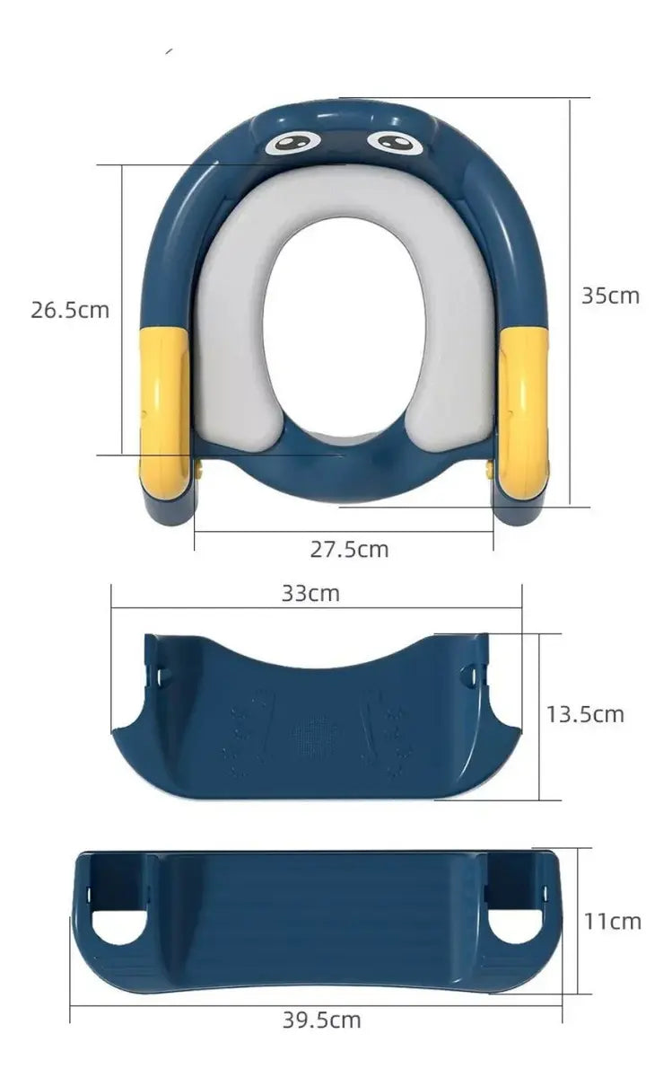 ASIENTO ADAPTADOR WC INFANTIL CON ESCALERA PLEGABLE ANTIDESLIZANTE ACOLCHADO AZUL
