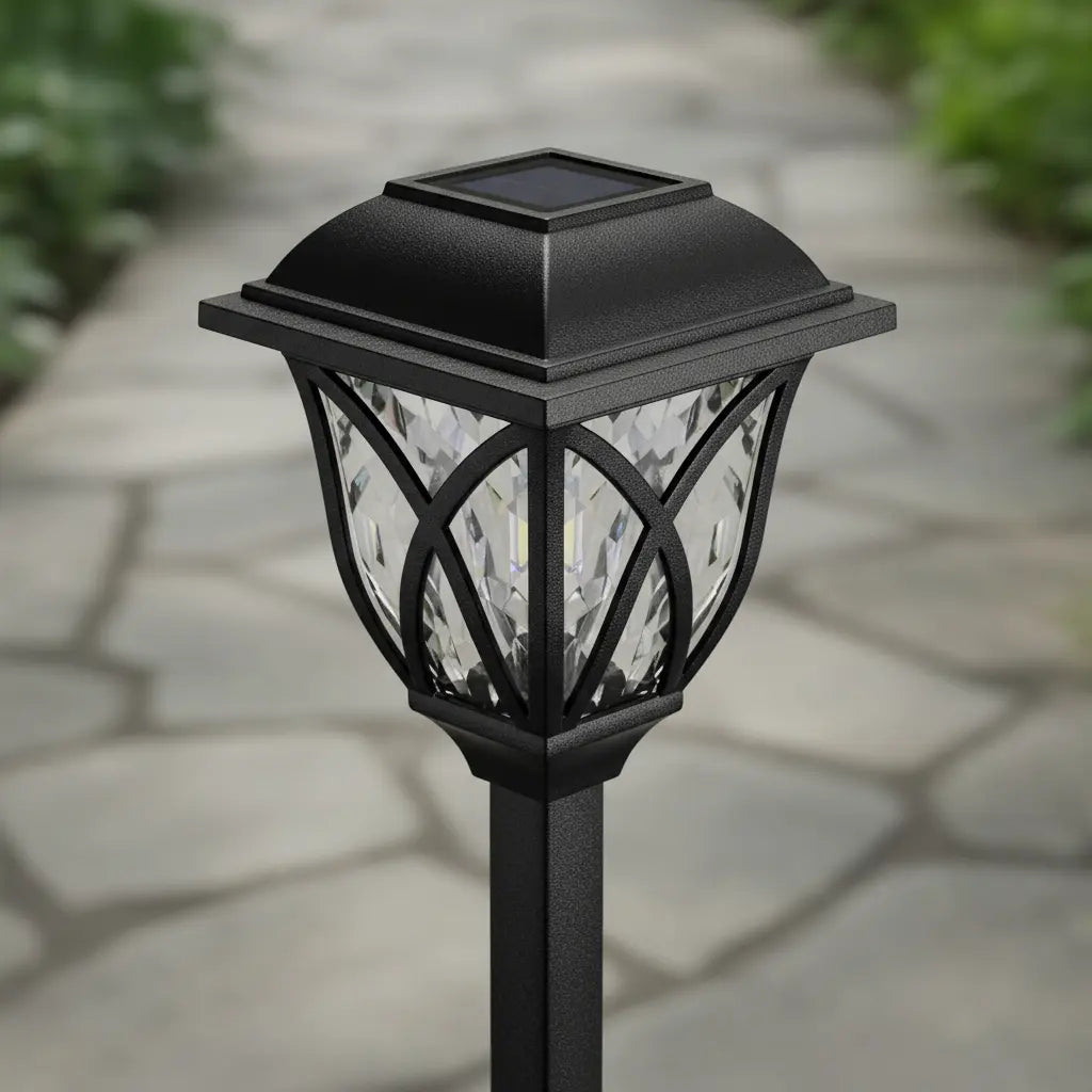 PACK 6 LUCES SOLARES PARA JARDÍN CON ESTACA - ESTILO INGLÉS NEGRO