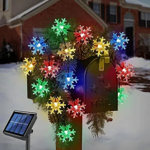 GUIRNALDA SOLAR LED 6.5 COPO DE NIEVE MULTICOLOR EXTERIOR IP65- 30 LUCES