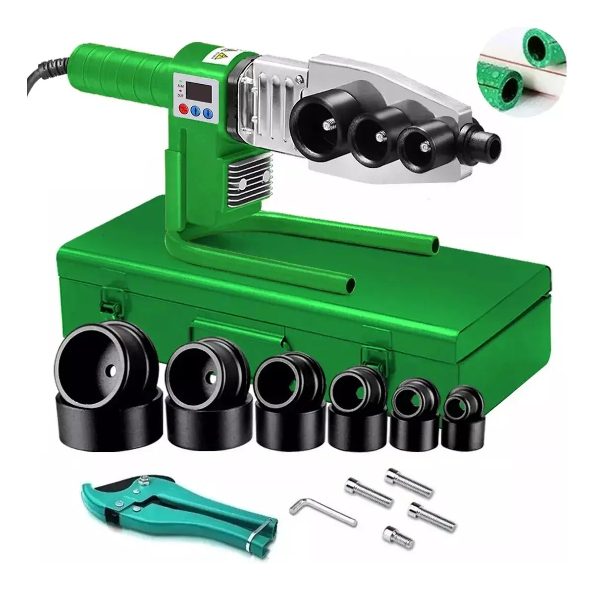 TERMOFUSOR KIT 1000W CON PANTALLA DIGITAL + 6 DADOS + TIJERAS PROFESIONALES