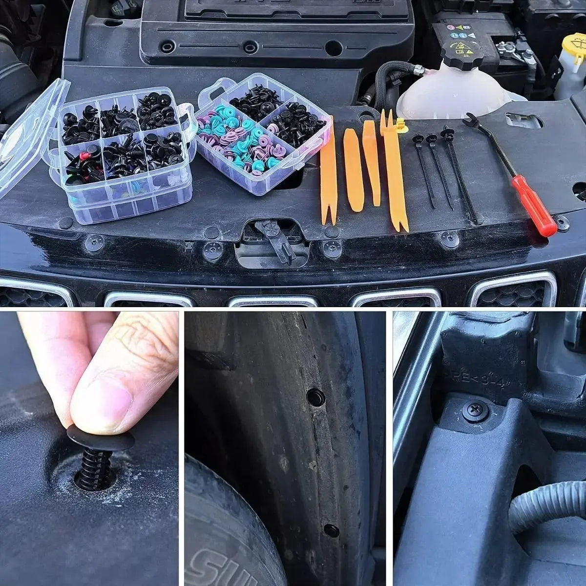 KIT 725 CLIPS DE RETENCIÓN PLÁSTICO PARA AUTO - USO UNIVERSAL