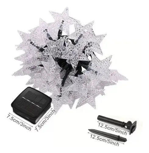 GUIRNALDA SOLAR 20 LUCES LED ESTRELLAS AMARILLAS 6 METROS PARA EXTERIOR