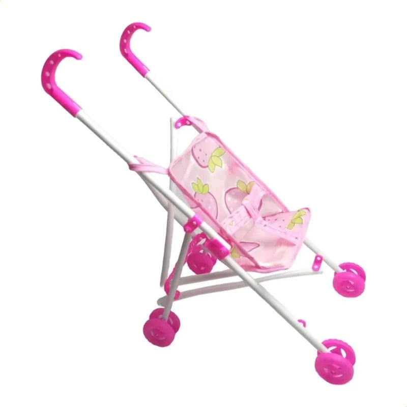 COCHE PARA MUÑECAS INFANTIL 33 CM - PLEGABLE ROSADO