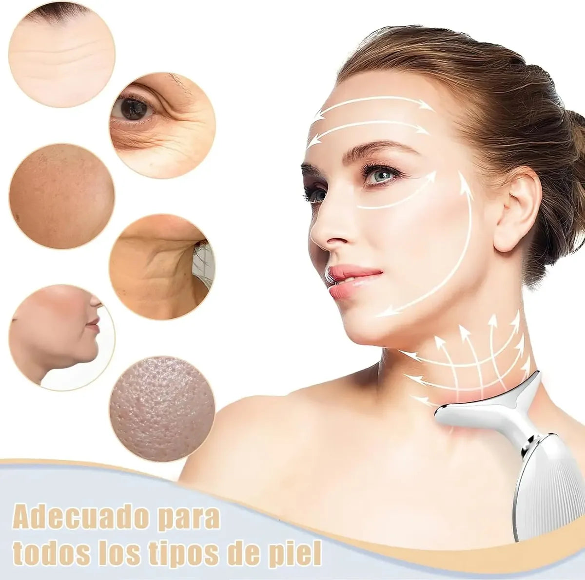MASAJEADOR REDUCTOR PAPADA FACIAL CUELLO ANTIARRUGAS BLANCO