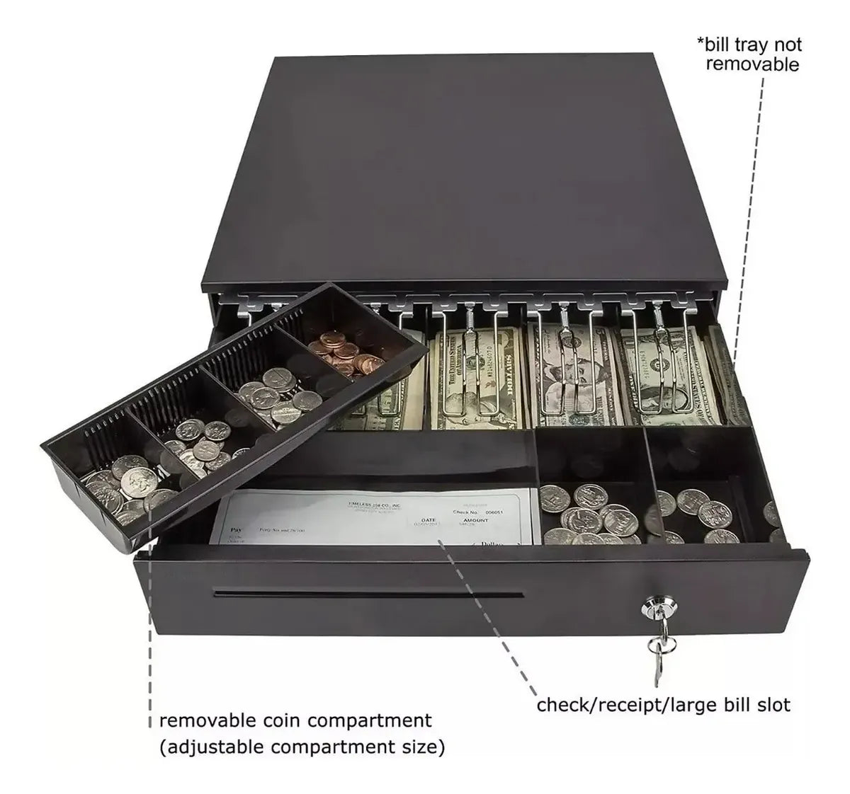 CAJA GAVETA DINERO ELECTRÓNICA CON 2 LLAVES -5 BILLETES