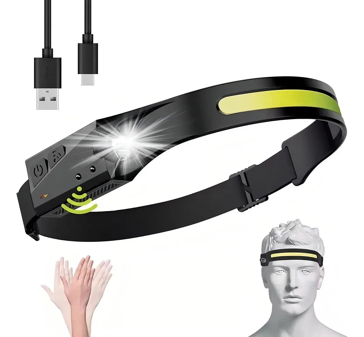 LINTERNA FRONTAL LED RECARGABLE MARINSHOP CON SENSOR PARA CAMPING