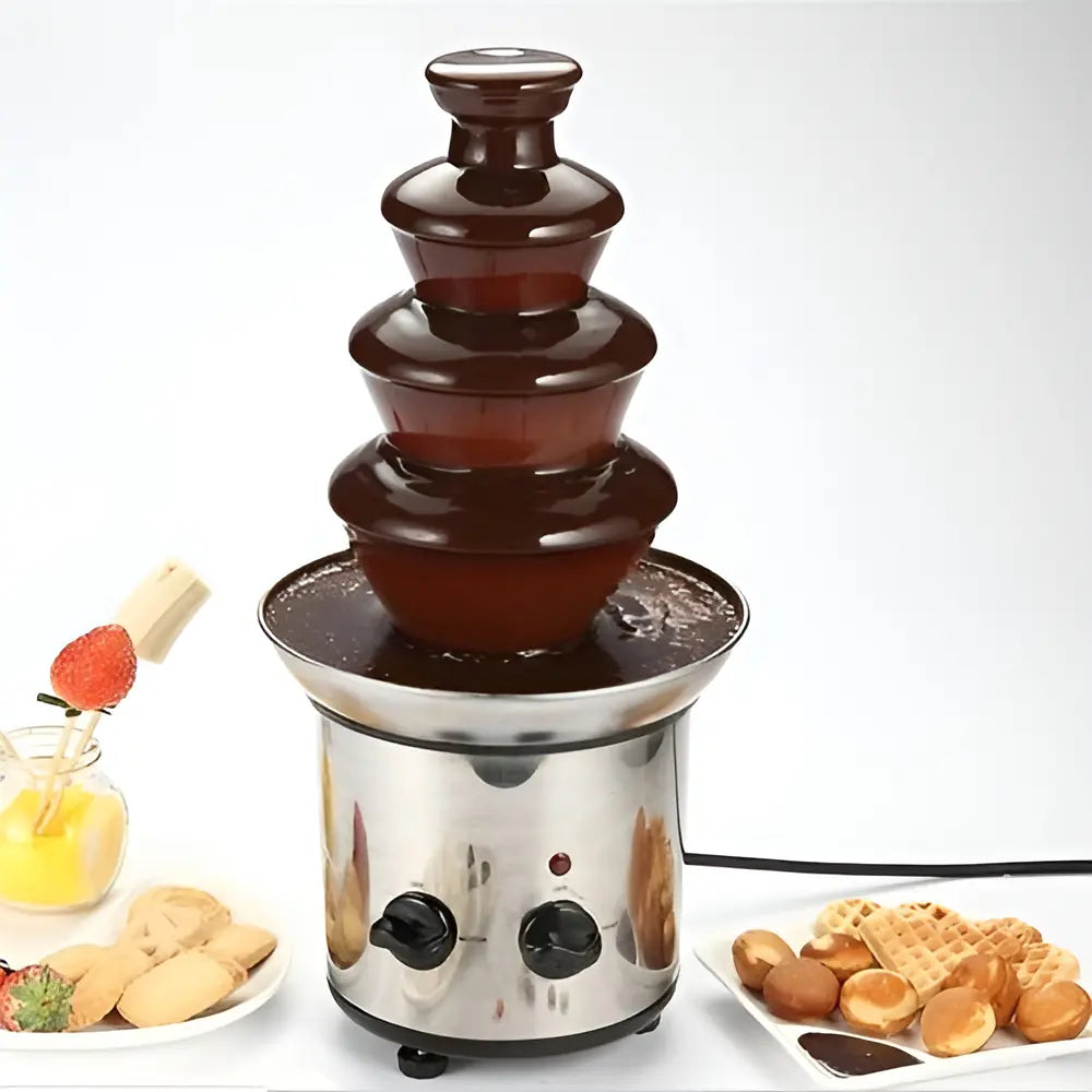 CASCADA FUENTE CHOCOLATE FONDUE 4 NIVELES ACERO INOXIDABLE