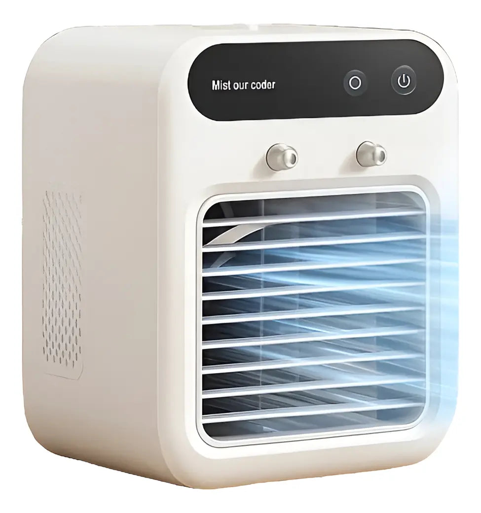 MINI ENFRIADOR DE AIRE PORTÁTIL USB CON HUMIFICADOR Y LUZ LED