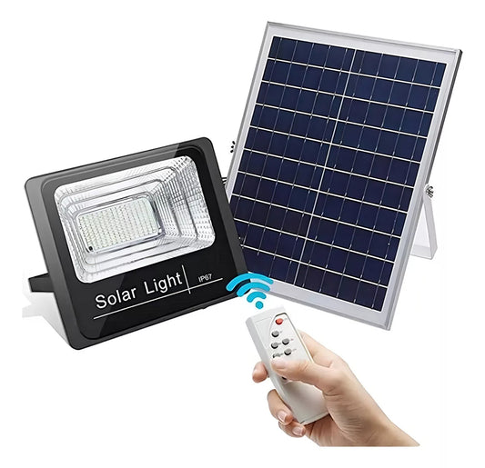 FOCO SOLAR LED 300W CON PANEL SOLAR + CONTROL REMOTO