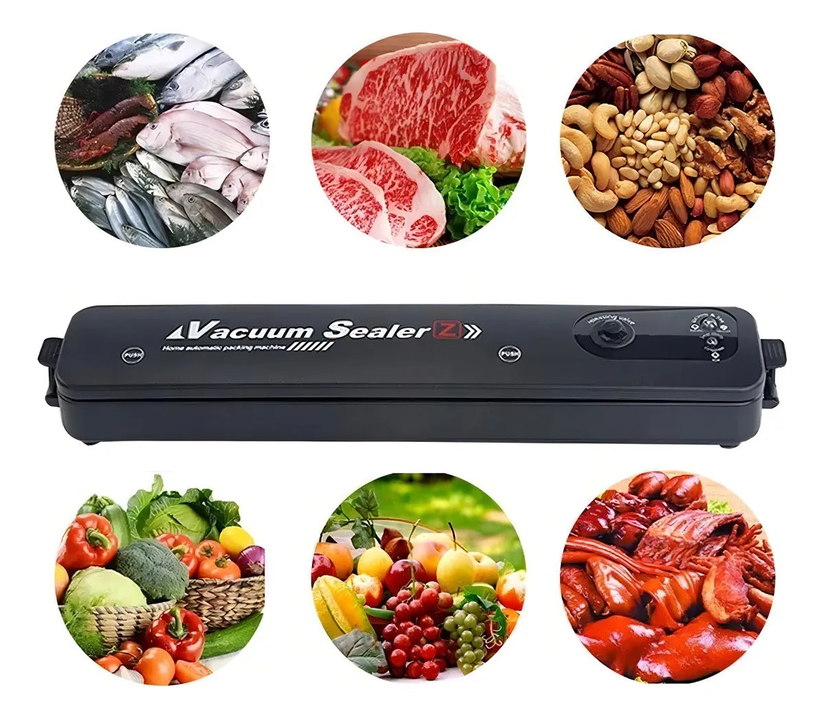 MÁQUINA SELLADORA AL VACÍO PARA ALIMENTOS + BOLSAS INCLUIDAS COLOR NEGRO