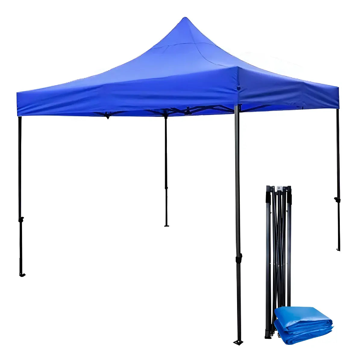 TOLDO PLEGABLE 3X3 AZUL IMPERMEABLE RETRÁCTIL CON LONA Y ACERO