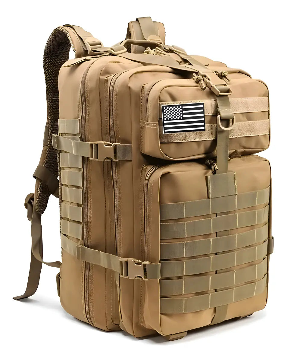 MOCHILA TÁCTICA MILITAR 50L IMPERMEABLE - MULTIUSO COLOR OCRE