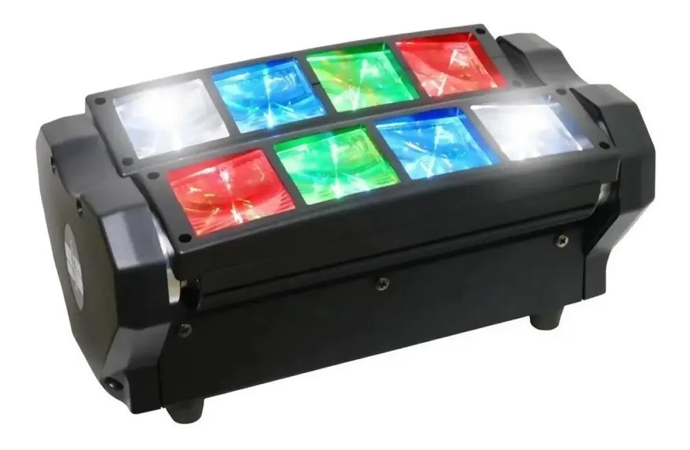 CABEZA MÓVIL LED SPIDER BEAM RGBW DMX 8X3W - LUZ DISCO PROFESIONAL
