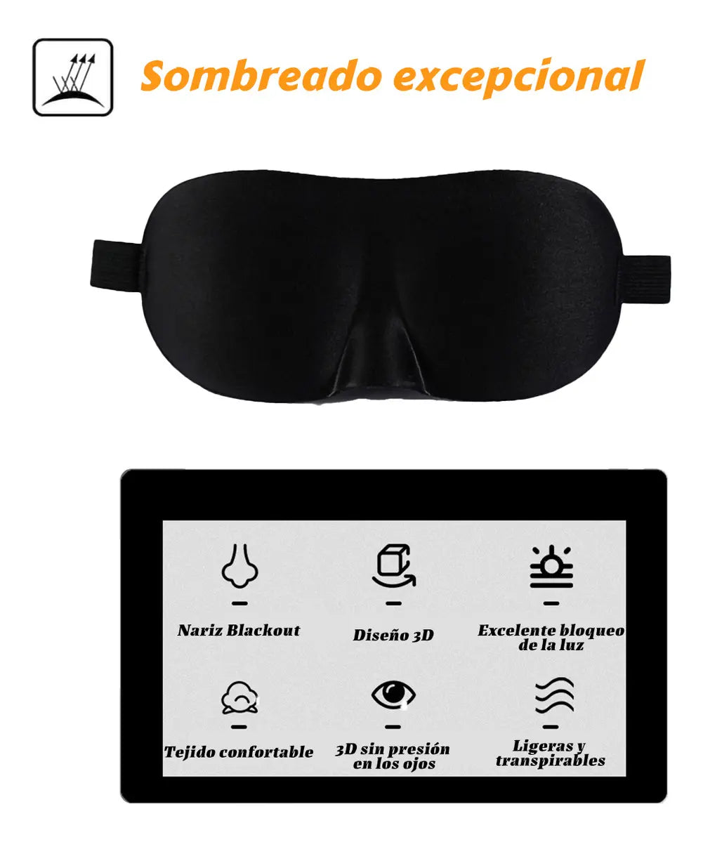 PACK X2 ANTIFAZ 3D PARA DORMIR CON CORREA AJUSTABLE