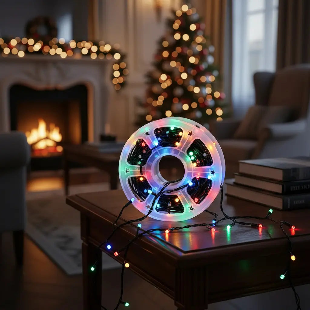 ROLLO LUCES LED 100 METROS ELÉCTRICA MULTICOLOR PARA DECORACIÓN NAVIDAD