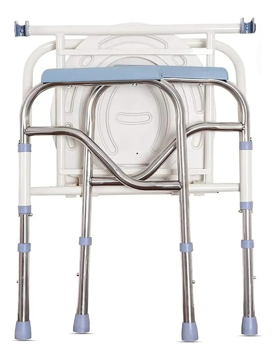 SILLA SANITARIA PLEGABLE AJUSTABLE ACERO INOXIDABLE ADULTO
