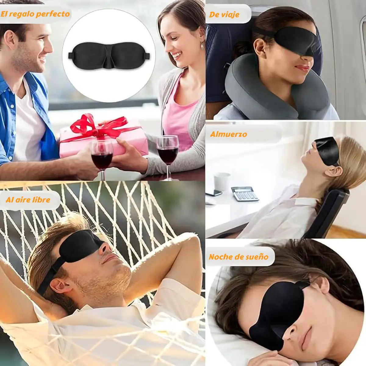 PACK X2 ANTIFAZ 3D PARA DORMIR CON CORREA AJUSTABLE
