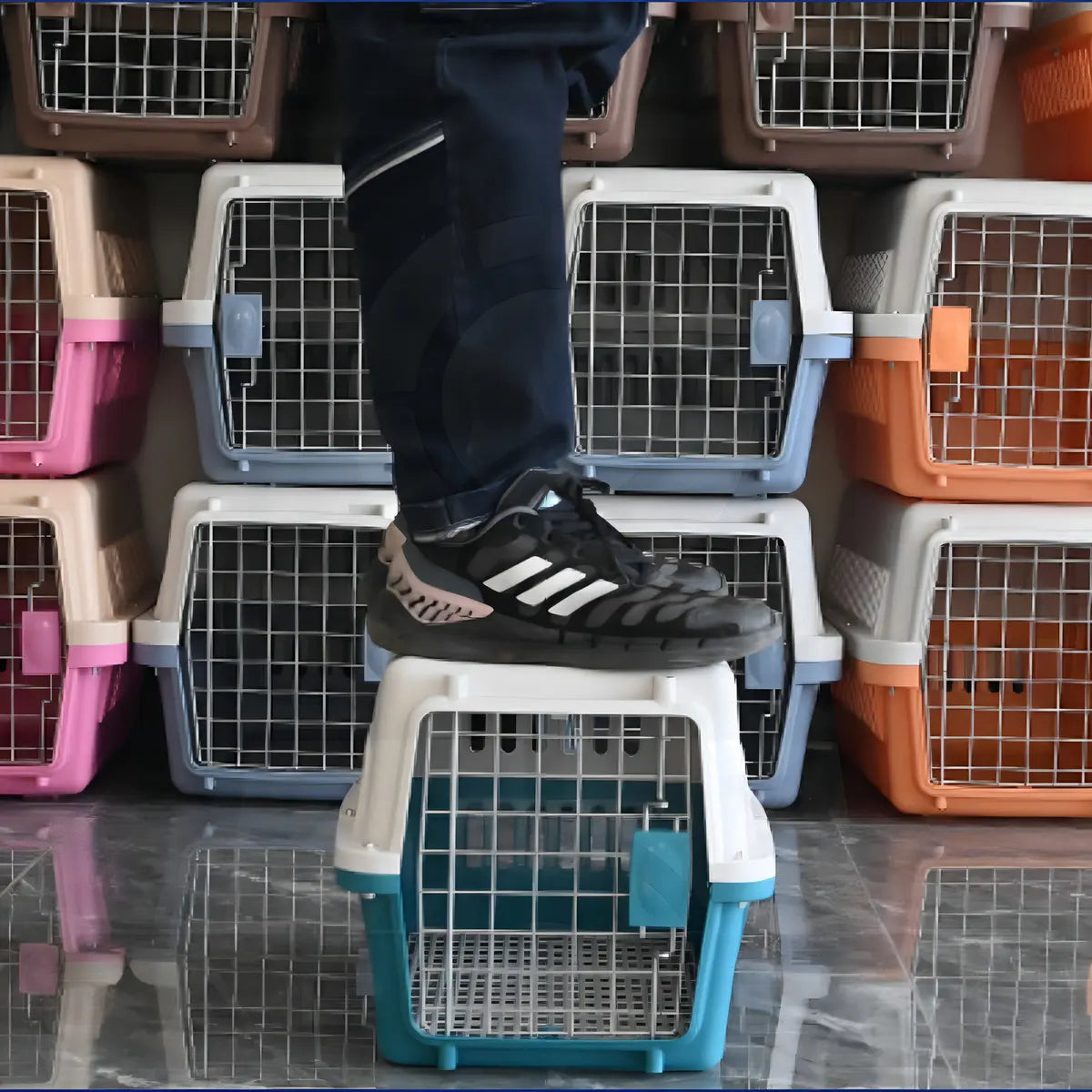 JAULA TRANSPORTADORA PARA MASCOTAS PEQUEÑAS (PERROS/GATOS) 48X30X32CM
