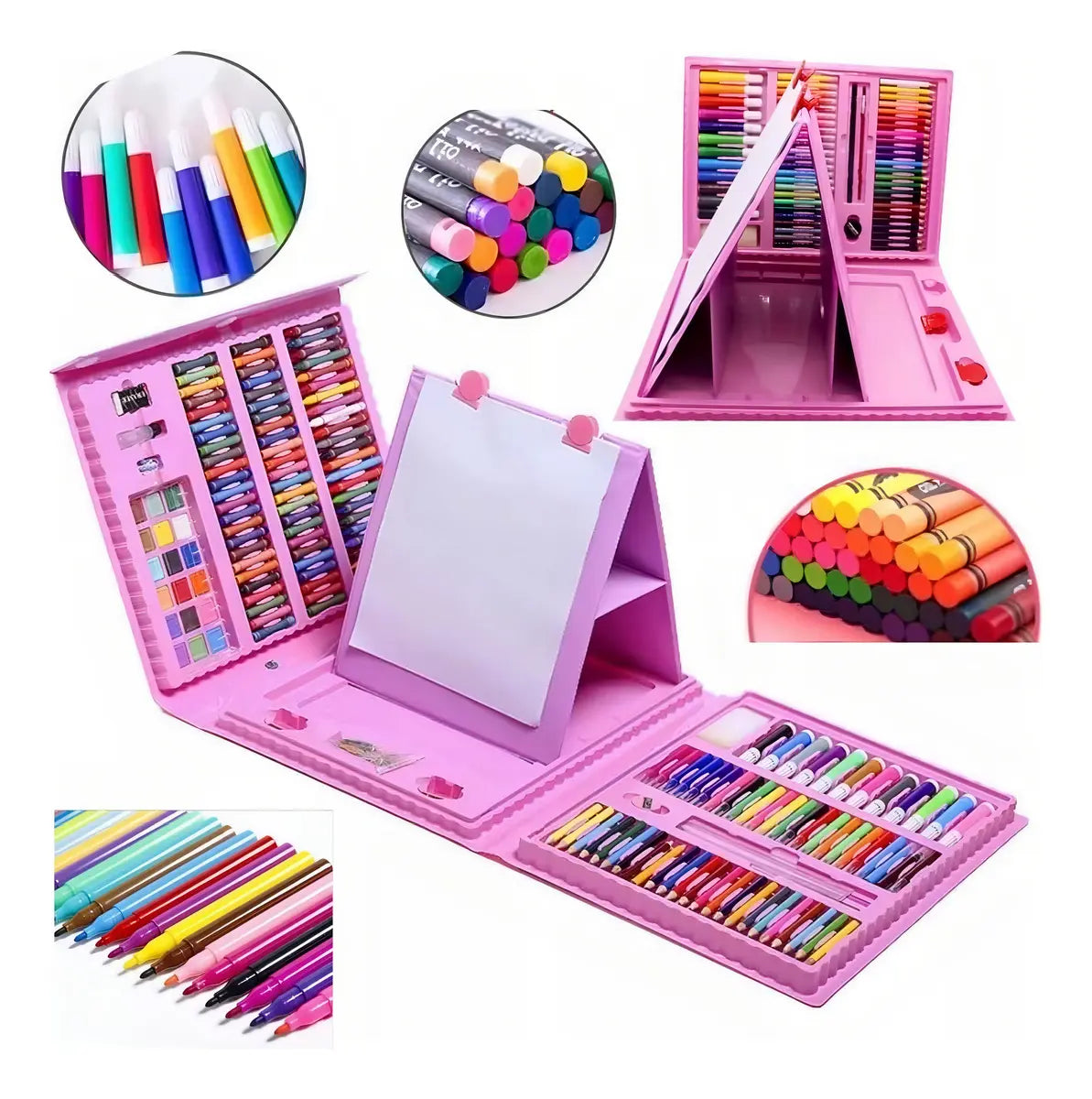 SET DE DIBUJO Y PINTURA 208 PIEZAS PORTÁTIL PARA NIÑOS