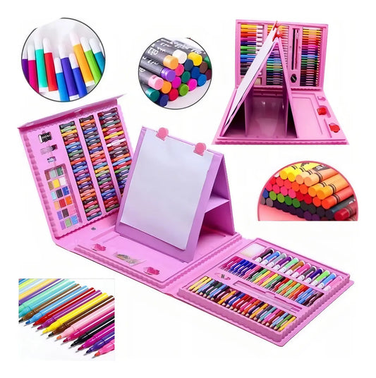 SET DE DIBUJO Y PINTURA 208 PIEZAS PORTÁTIL PARA NIÑOS