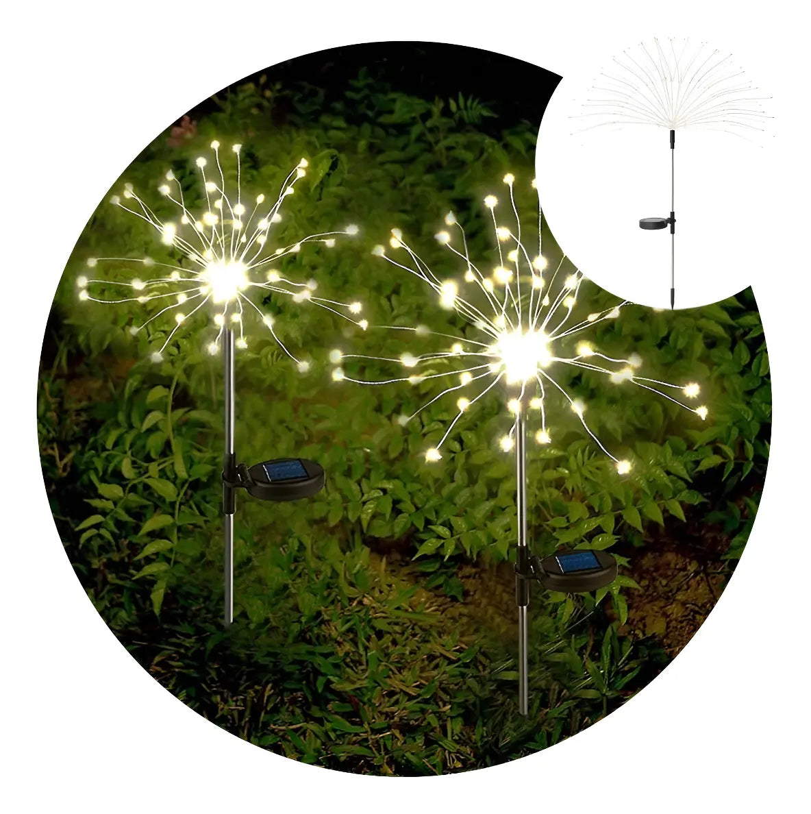 PACK X2 LUCES MICRO LED SOLAR JARDÍN FUEGO ARTIFICIAL - LUZ CÁLIDA 400 LED