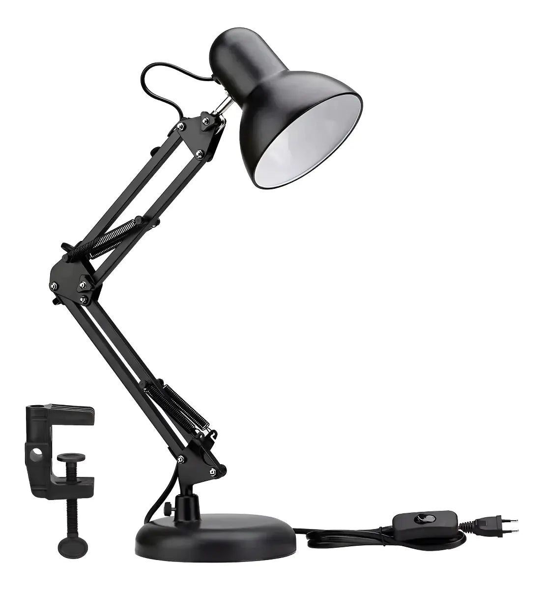 LÁMPARA FLEXIBLE DE ESCRITORIO PARA ESTUDIO Y DIBUJO CON CLIP -NEGRA