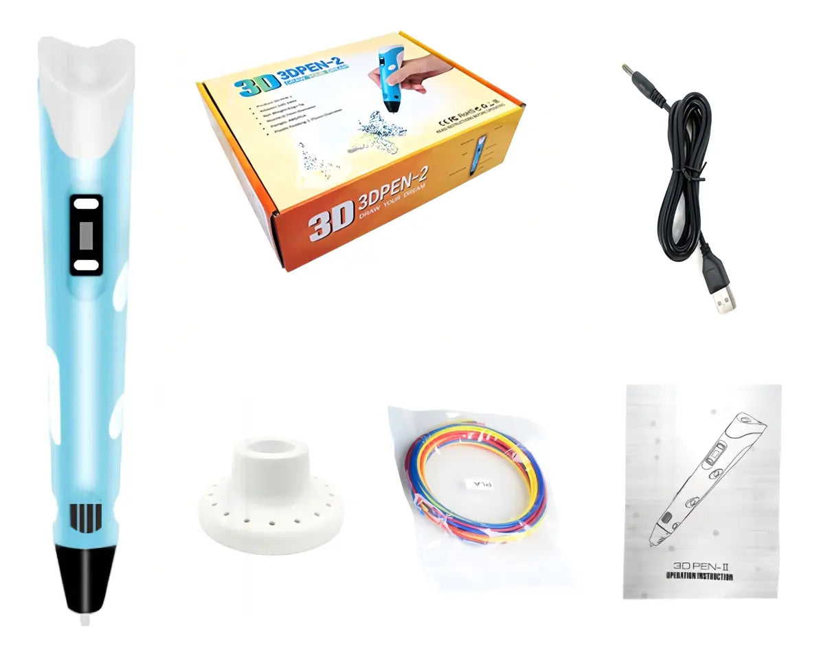 LÁPIZ 3D IMPRESORA DE DIBUJO + 10 FILAMENTOS 30 METROS MULTICOLOR
