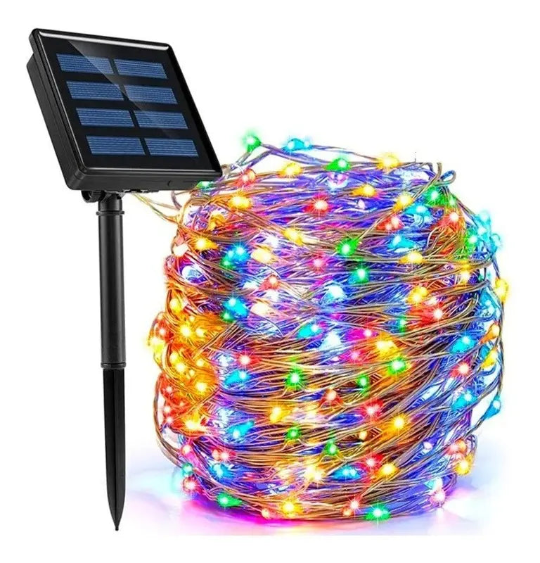 LUCES SOLARES DE ALAMBRE HADA LED 30 METROS MULTICOLOR PARA EXTERIOR