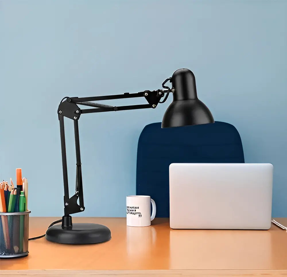 LÁMPARA FLEXIBLE DE ESCRITORIO PARA ESTUDIO Y DIBUJO CON CLIP -NEGRA