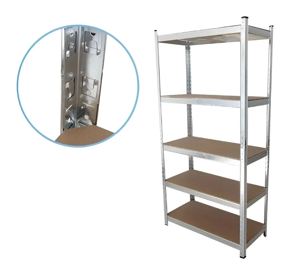 ESTANTERÍA METÁLICA ARMABLE MECANO 180X90X40CM 5 REPISAS -PLATEADO