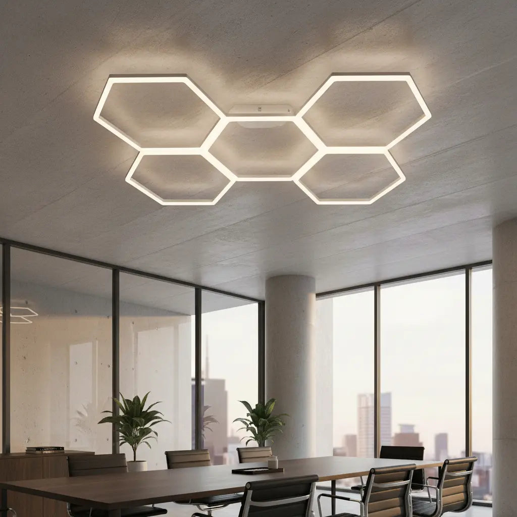 LÁMPARA LED TECHO HEXAGONAL PARA TALLERES Y BARBERÍAS