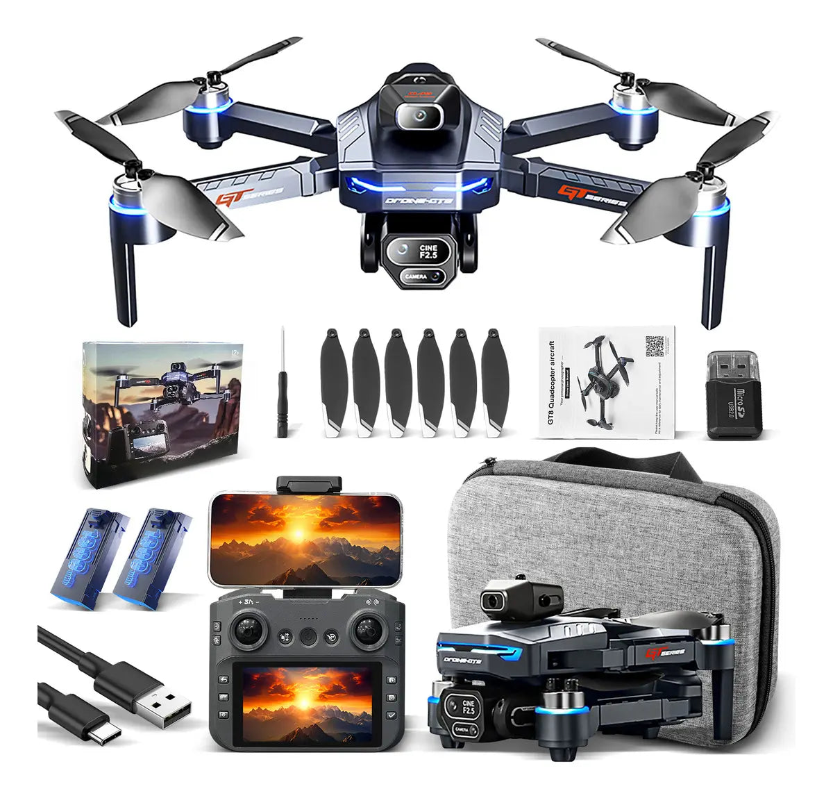 DRONE SJRC GT8 PROFESIONAL 8K HD GPS + CÁMARA DUAL + 2 BATERÍAS