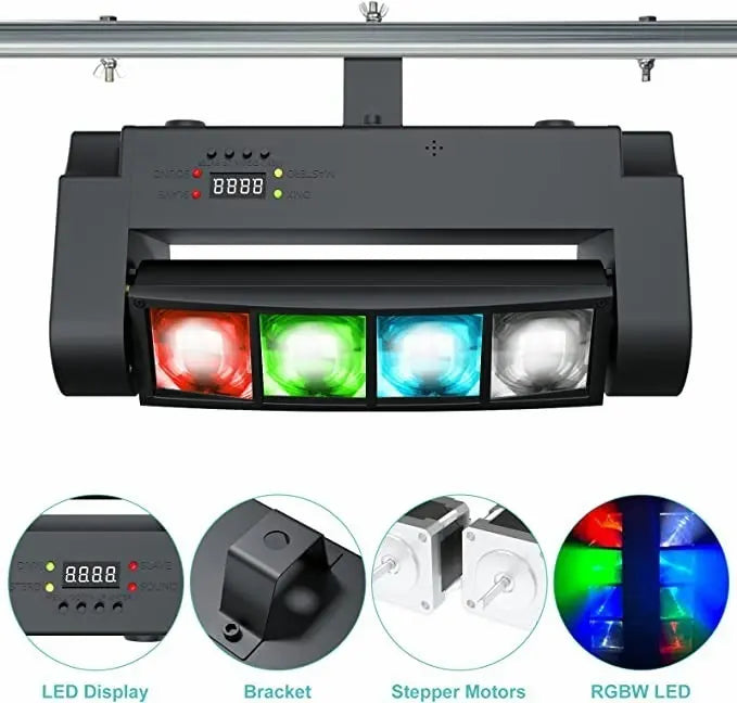 CABEZA MÓVIL LED SPIDER BEAM RGBW DMX 8X3W - LUZ DISCO PROFESIONAL